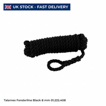 Load image into Gallery viewer, Talamex 8mm x 2.5m Black Fender Lines Pair Spliced Eye Boat Rope 01.222.408
