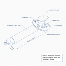 Load image into Gallery viewer, Stainless Steel Boat Rod Holder Flush Mount 226mm x 38mm White Cap Marine Grade