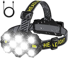 Load image into Gallery viewer, Victoper Head Torch Rechargeable v10000 Upgraded 22000 Lumen Torches LED Super Bright Headlight 10 LEDs Modes Hands-Free Flashlight for Camping Fishing Cycling Hiking Waterproof, Black