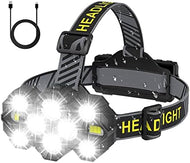 Victoper Head Torch Rechargeable v10000 Upgraded 22000 Lumen Torches LED Super Bright Headlight 10 LEDs Modes Hands-Free Flashlight for Camping Fishing Cycling Hiking Waterproof, Black
