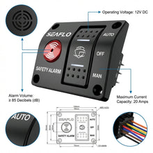 Load image into Gallery viewer, SEAFLO 12V Bilge Pump Alarm Switch Panel 20A Max SFASP1-01 Marine Boat Safety