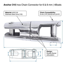 Load image into Gallery viewer, Anchor Chain Connector AISI 316 Stainless Steel 6mm 8mm Chain Lalizas 98076