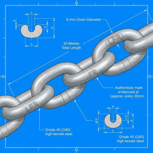 Load image into Gallery viewer, Lofrans 6mm Calibrated Anchor Chain 30m Galvanised ISO 4565 DIN 766 G40 72749