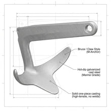 Load image into Gallery viewer, Bruce Type Claw Anchor 20kg Hot Dip Galvanized Steel Boat Marine 35-50ft 44lbs