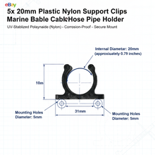 Load image into Gallery viewer, 5x 15mm Plastic Nylon Support Clips - Marine Boat Hook &amp; Pipe Storage Holder
