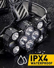 Load image into Gallery viewer, Victoper Head Torch Rechargeable v10000 Upgraded 22000 Lumen Torches LED Super Bright Headlight 10 LEDs Modes Hands-Free Flashlight for Camping Fishing Cycling Hiking Waterproof, Black