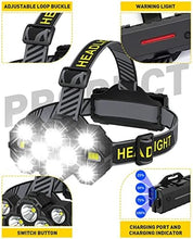 Load image into Gallery viewer, Victoper Head Torch Rechargeable v10000 Upgraded 22000 Lumen Torches LED Super Bright Headlight 10 LEDs Modes Hands-Free Flashlight for Camping Fishing Cycling Hiking Waterproof, Black
