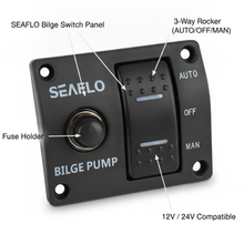Load image into Gallery viewer, Seaflo 3-Way Bilge Pump Switch Panel 12V/24V Auto-Off-Manual SP01502 Marine