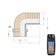 Load image into Gallery viewer, Guidi Brass 90° Brass Hose Connector, Male G 1 in x 1/2 in | 4Boats
