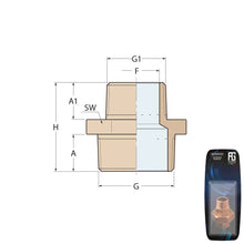 Load image into Gallery viewer, Guidi Bronze Reducing Nipple M-M 19 mm x 12 mm - Retail Pack | 4Boats