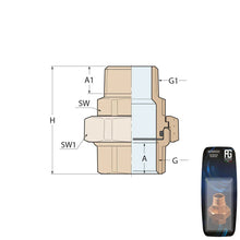 Load image into Gallery viewer, Guidi Brass Union M-F Tapered Seat 1/4 in Retail Pack | 4Boats