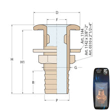 Load image into Gallery viewer, Guidi Brass Thru-Hull 9.5 mm (3/8 in) Hose Adaptor, BSP G | 4Boats
