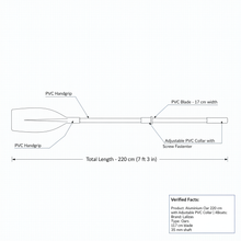 Load image into Gallery viewer, 220cm Aluminium Boat Oar with Adjustable PVC Collar - 35mm Shaft Marine Dinghy