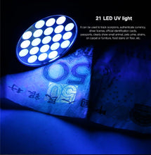 Load image into Gallery viewer, UV 21 LEDs 395NM Ultra Violet Torch LED Flashlight Light Lamp Detector for Dog Urine Pet Stains