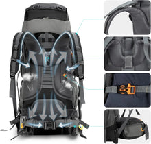 Load image into Gallery viewer, 70L Night Cat Hiking Backpack with Internal Frame