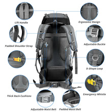 Load image into Gallery viewer, 70L Night Cat Hiking Backpack