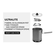 Load image into Gallery viewer, Firemaple Petrel G3 Ultralight Cooking system with Stove with  Hornet ii stove
