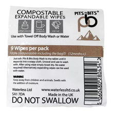 Load image into Gallery viewer, Pits &amp; Bits® Compostable Expandable Wipes 9pk
